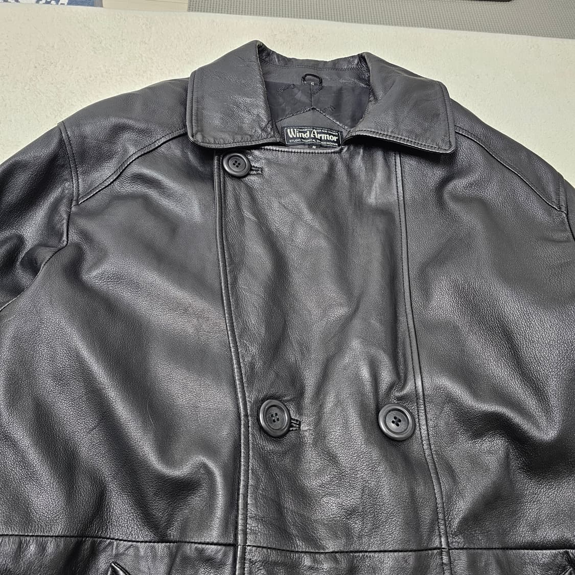 [L] Wind Armor 블랙 양가죽 트렌치 코트 상품이미지2