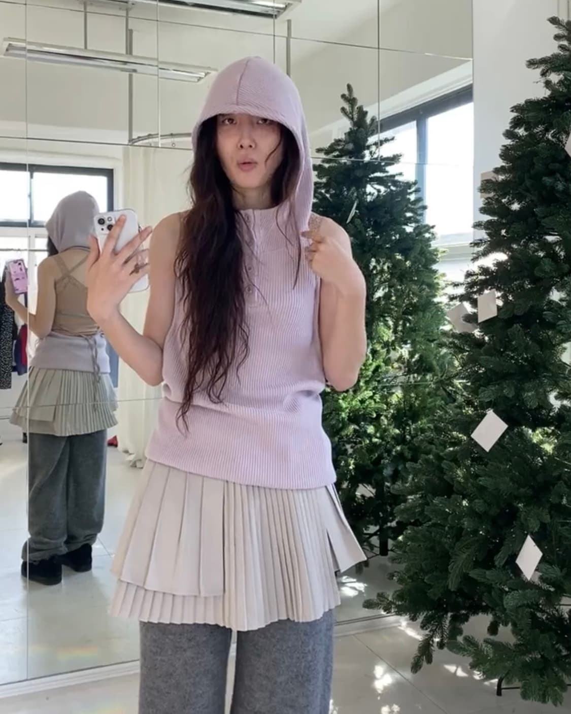 샵페어리 홀터넥 후드 나시 (핑크) 상품이미지2