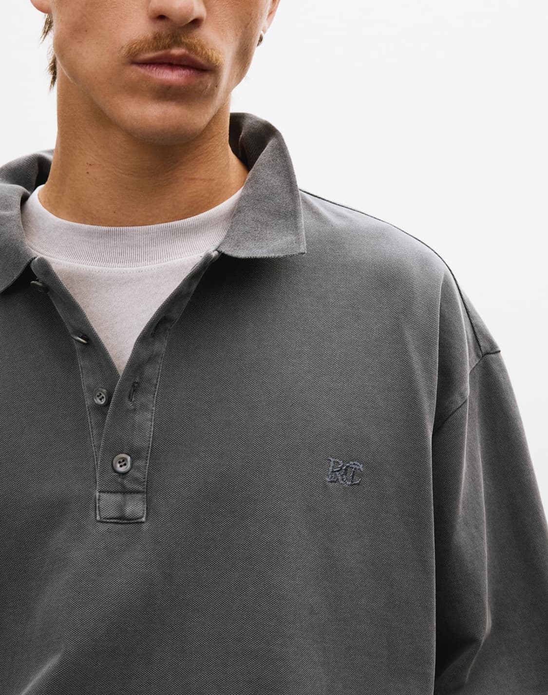 렉토 25SS 오버사이즈 가먼트 코튼 피케 반팔 셔츠 블루이쉬 차콜 상품이미지3