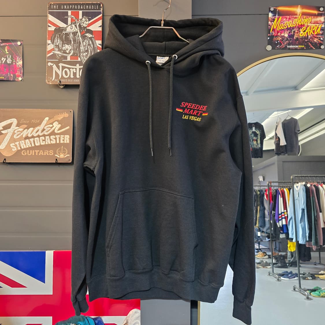 포트앤컴퍼니 후드티 블랙 백프린팅 스피디마트 오버핏 상품이미지1