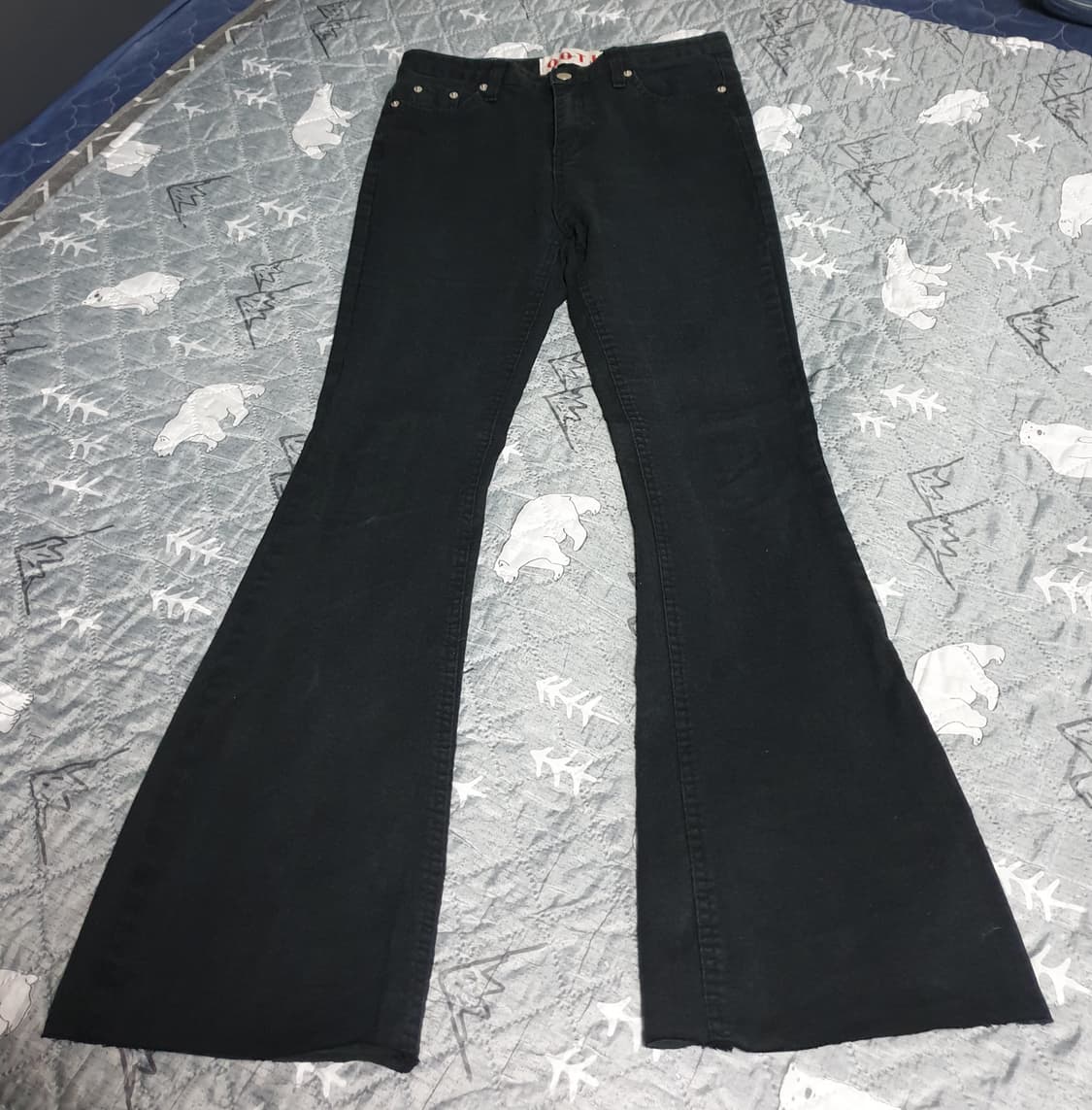 OOTJ 슬림핏 스판 부츠컷 밑단컷팅  블랙진 (L) 상품이미지1