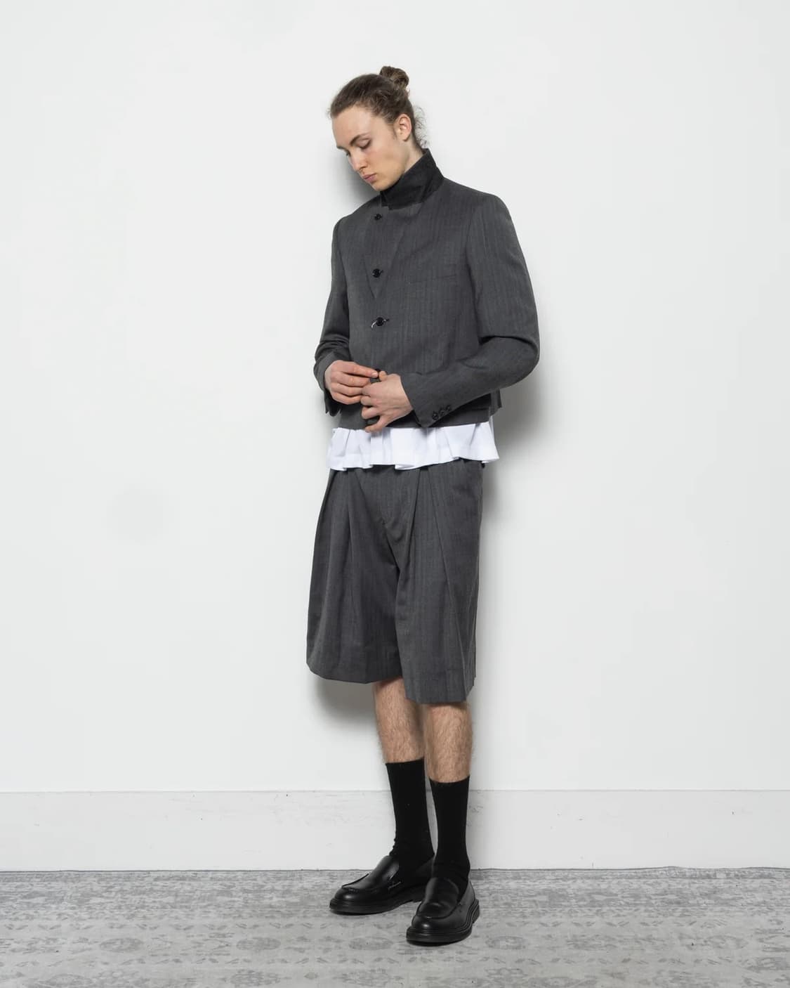 [M,L,XL]꼼데가르송 옴므 26ss 더블 플리츠 쇼츠/그레이 상품이미지4