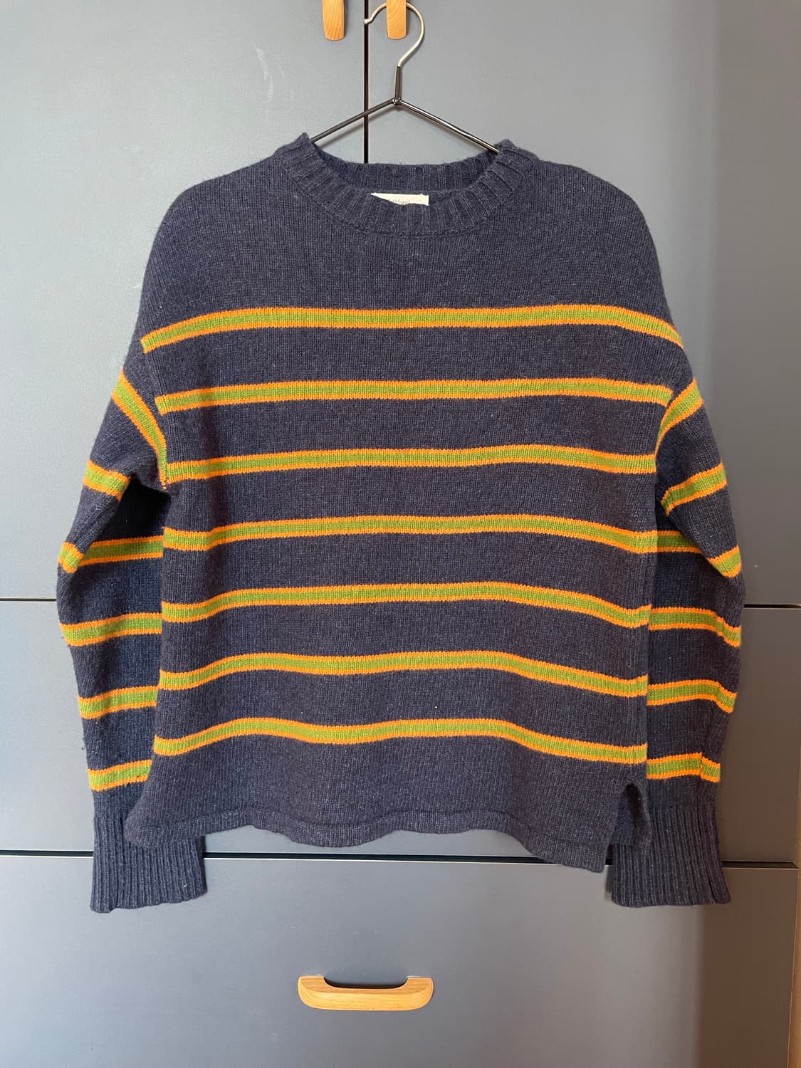 Petit Espoir 뮤트 그린 오렌지 네이비 스트라이프 니트 상품이미지2