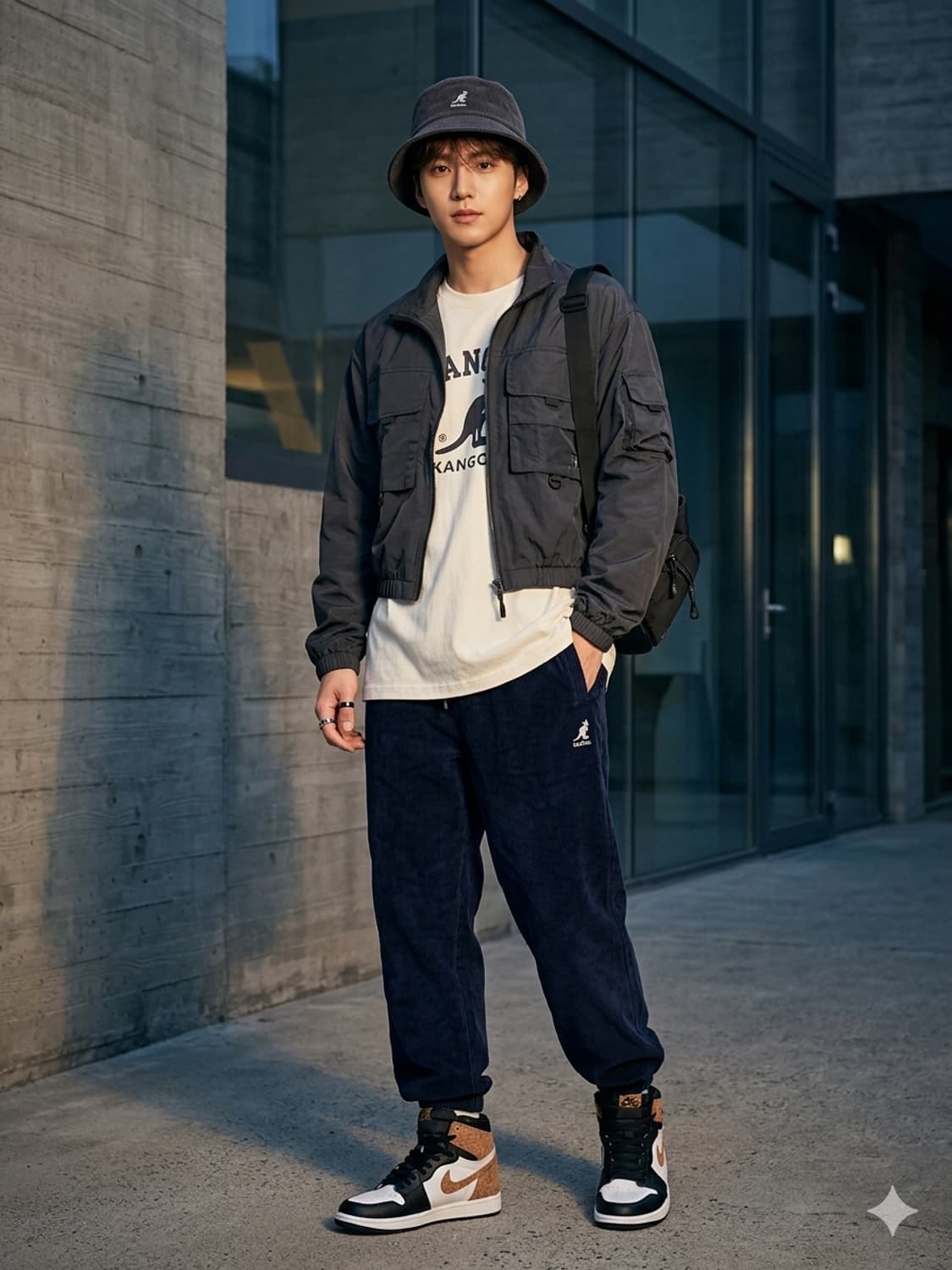 KANGOL 캉골 네이비 코듀로이 조거 팬츠 상품이미지1