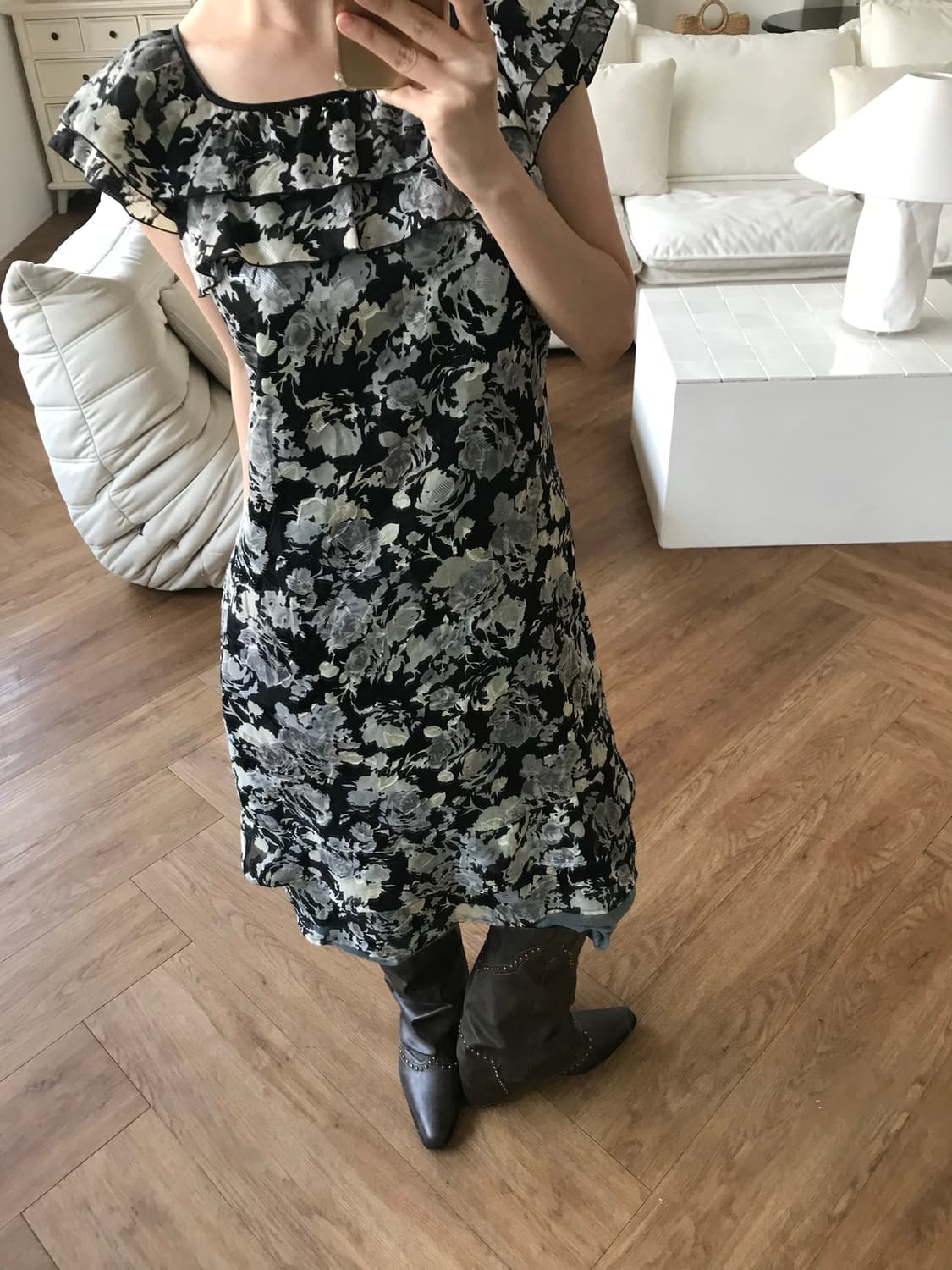 vintage pattern frill one-piece 상품이미지7