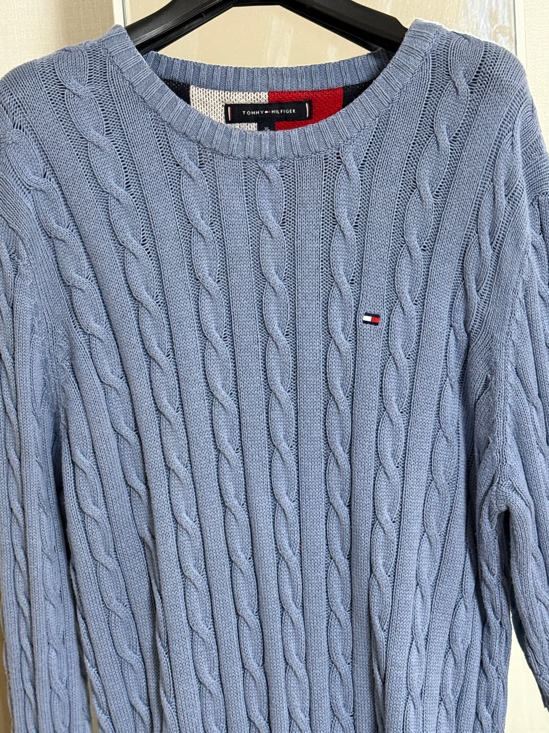 타미힐피거 꽈배기 니트 XL 하늘색 상품이미지2