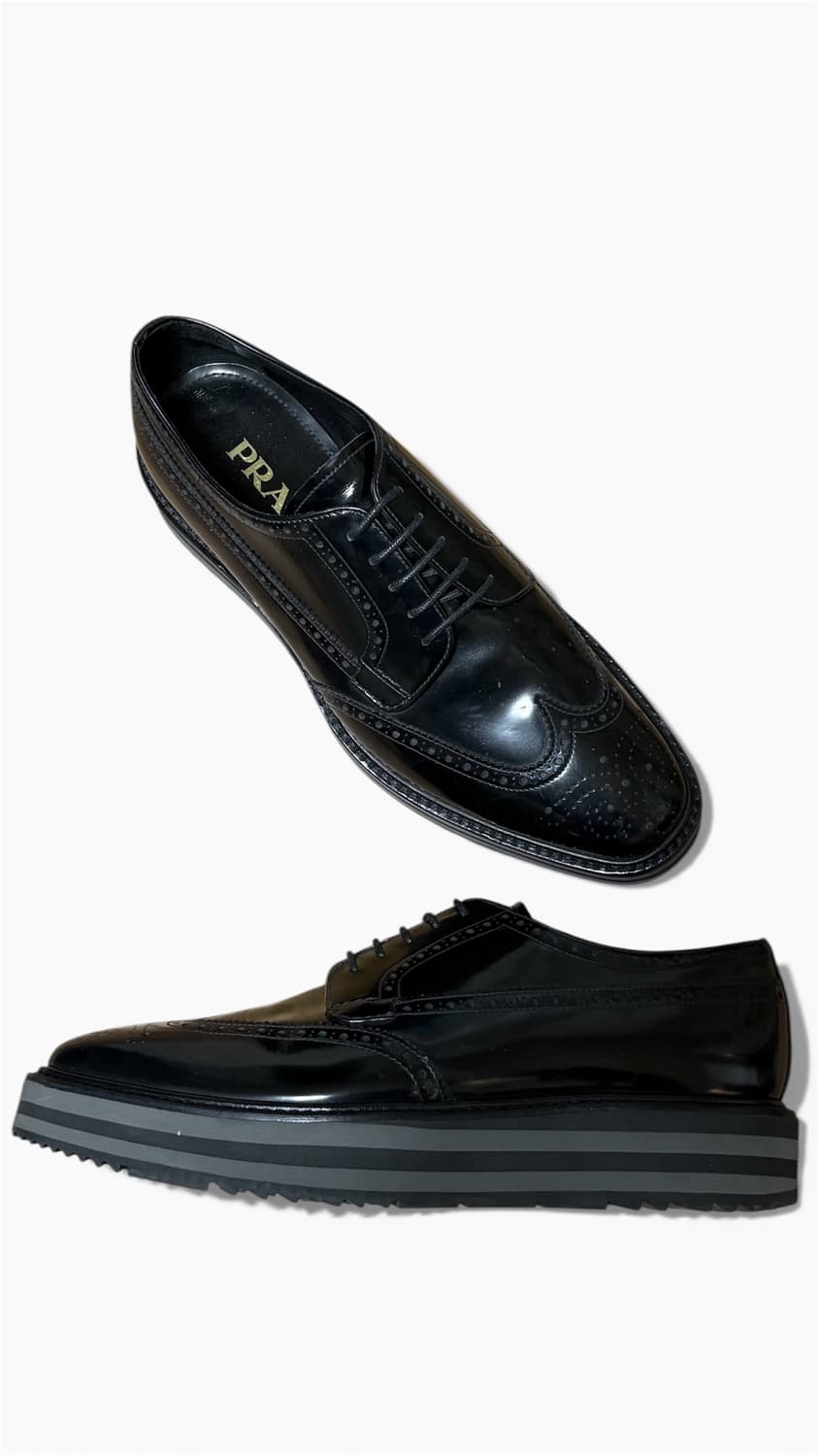 프라다 남성 윙팁 구두 블랙 상품이미지2