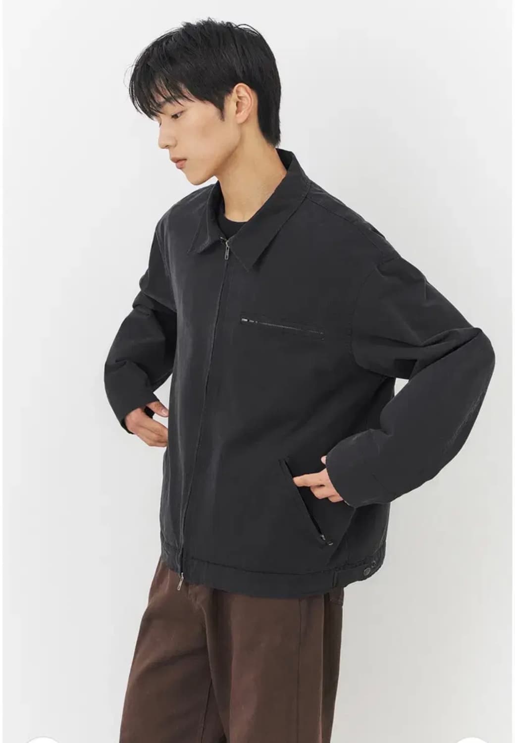 [새제품/L] 브랜디드 페이드 워크 자켓 - 빈티지 블랙 상품이미지1