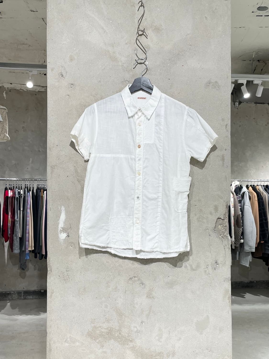 캐피탈 화이트 카트만두 패치워크 린넨 하프 셔츠 상품이미지1