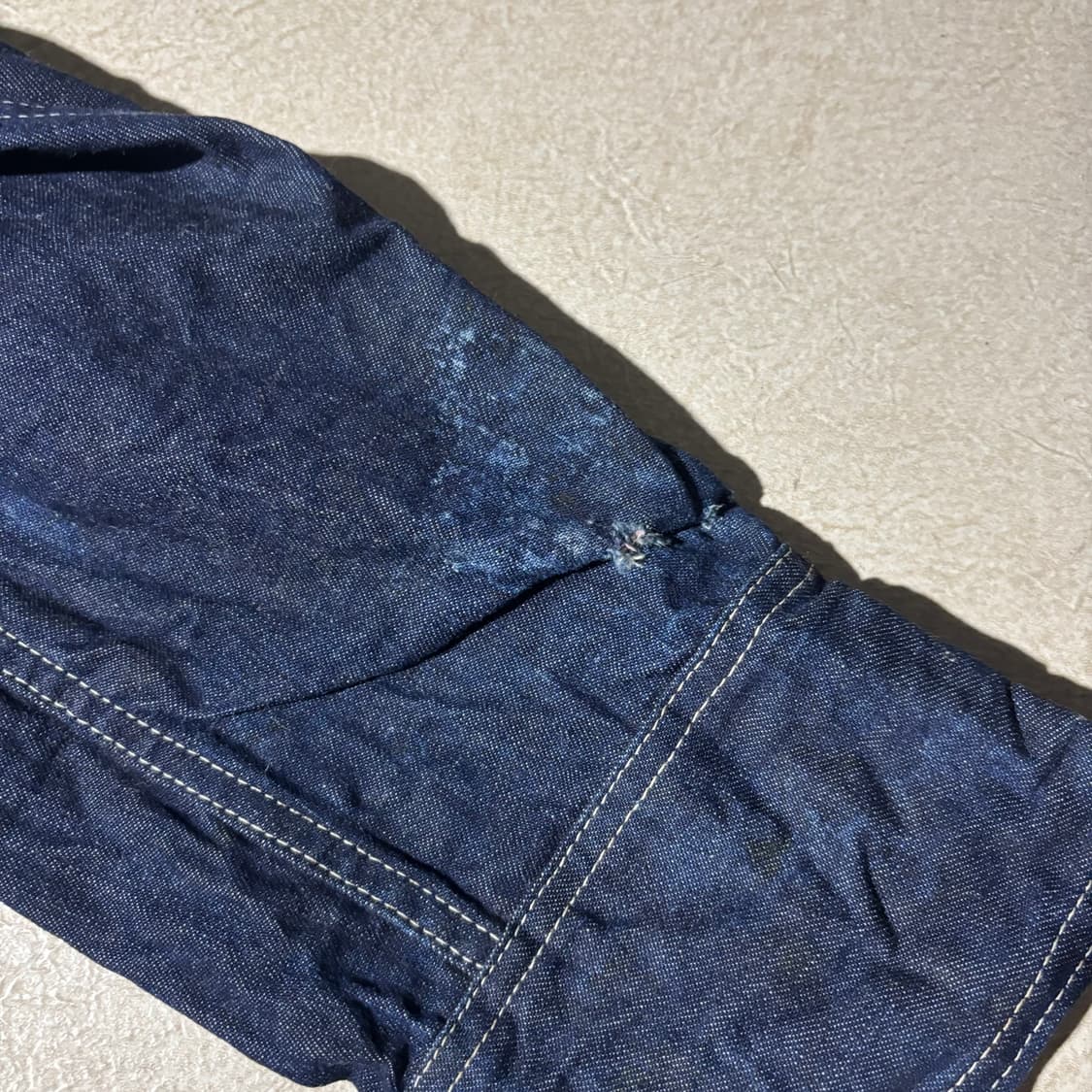 Post overalls 인디고 데님 페이드 초어 워크 자켓 상품이미지6