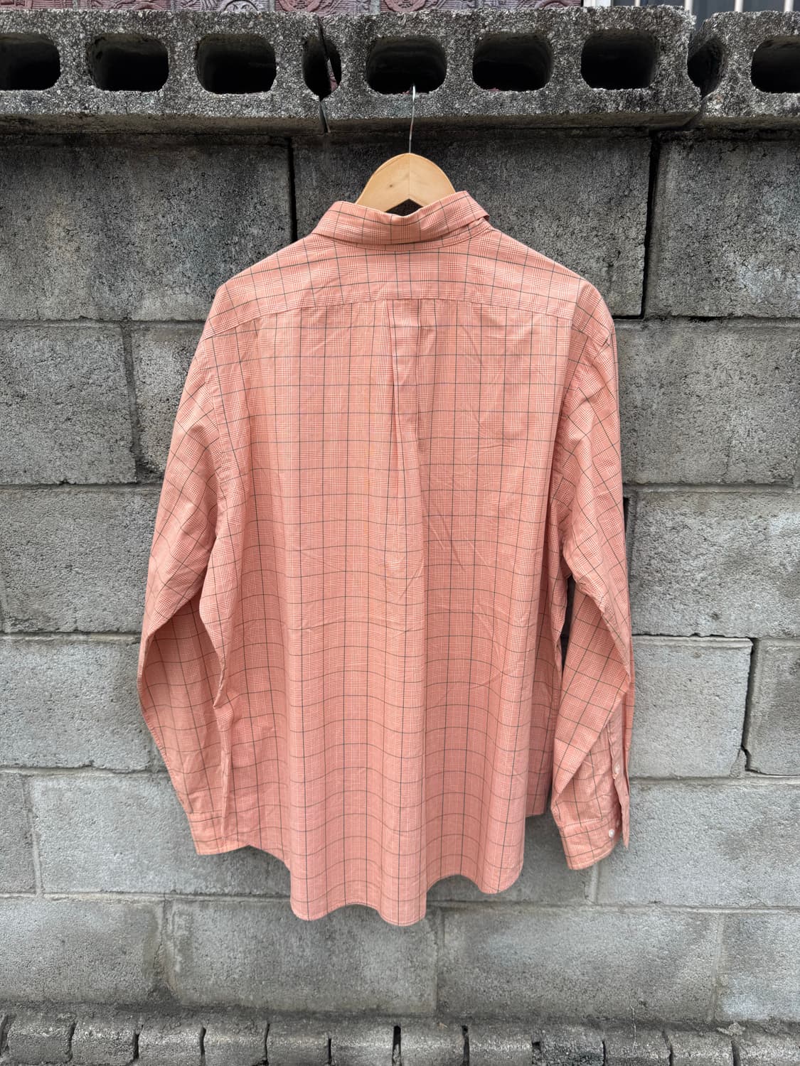 90s 폴로 랄프로렌 빈티지 오렌지 체크 클래식 핏 셔츠 xl 상품이미지2