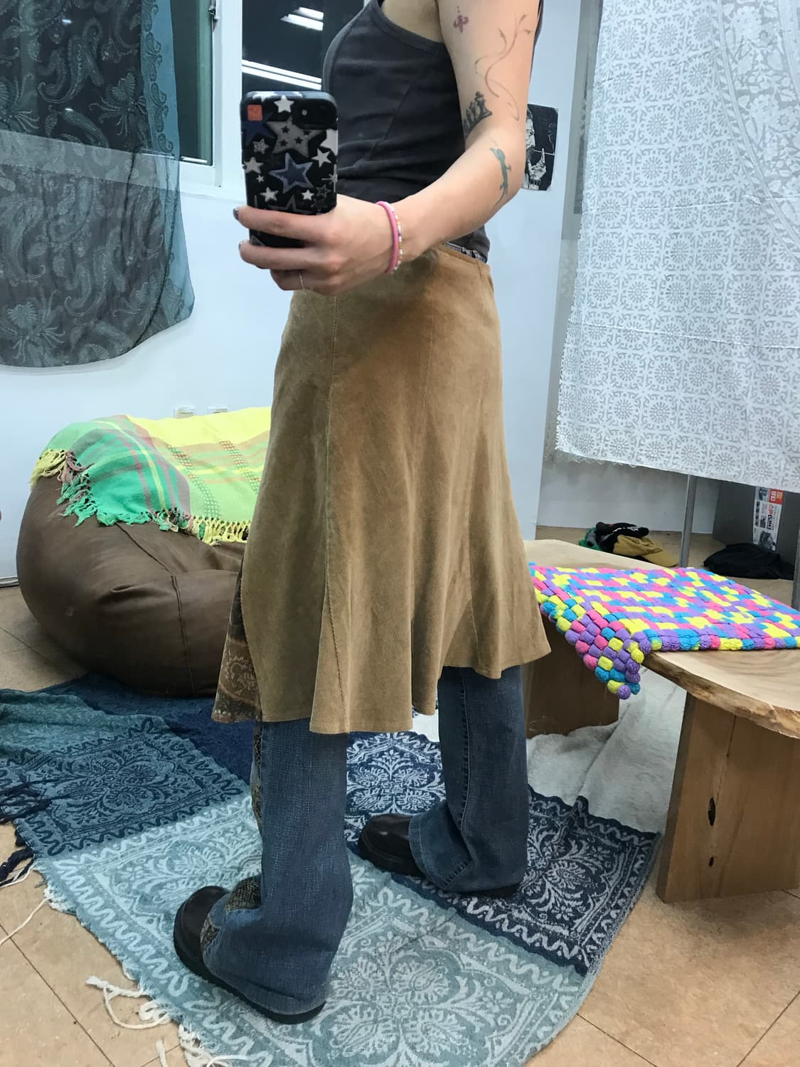 빈티지 여성 코듀로이 페이즐리 미디스커트  상품이미지2