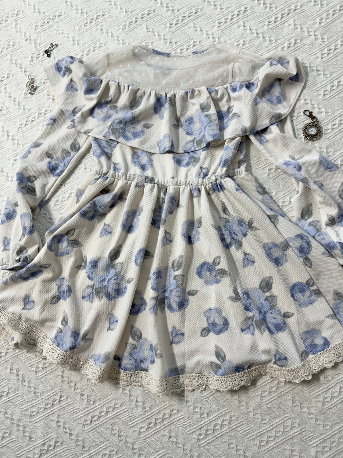 리즈리사 플라워 패턴 레이스/도트 디테일 원피스 상품이미지8