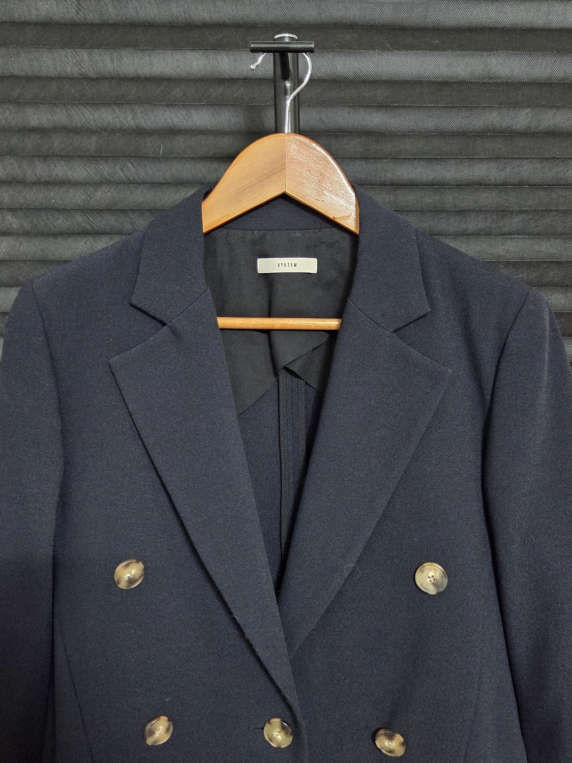 [시스템] 울 피크드 라펠 더블 브레스티드 자켓 | 00173 상품이미지2