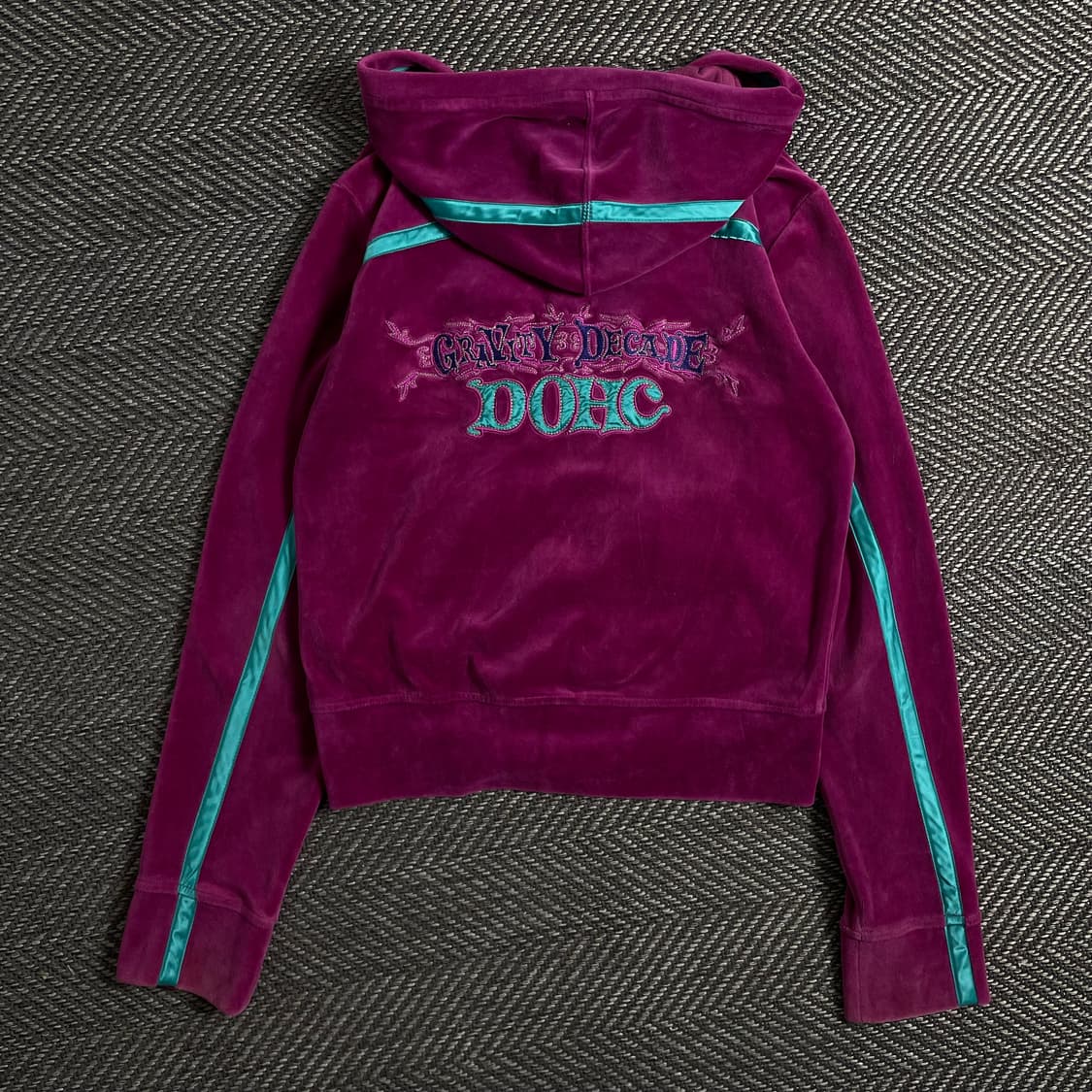 DOHC y2k 빈티지 벨벳 크롭 후드 집업y 2952 상품이미지5