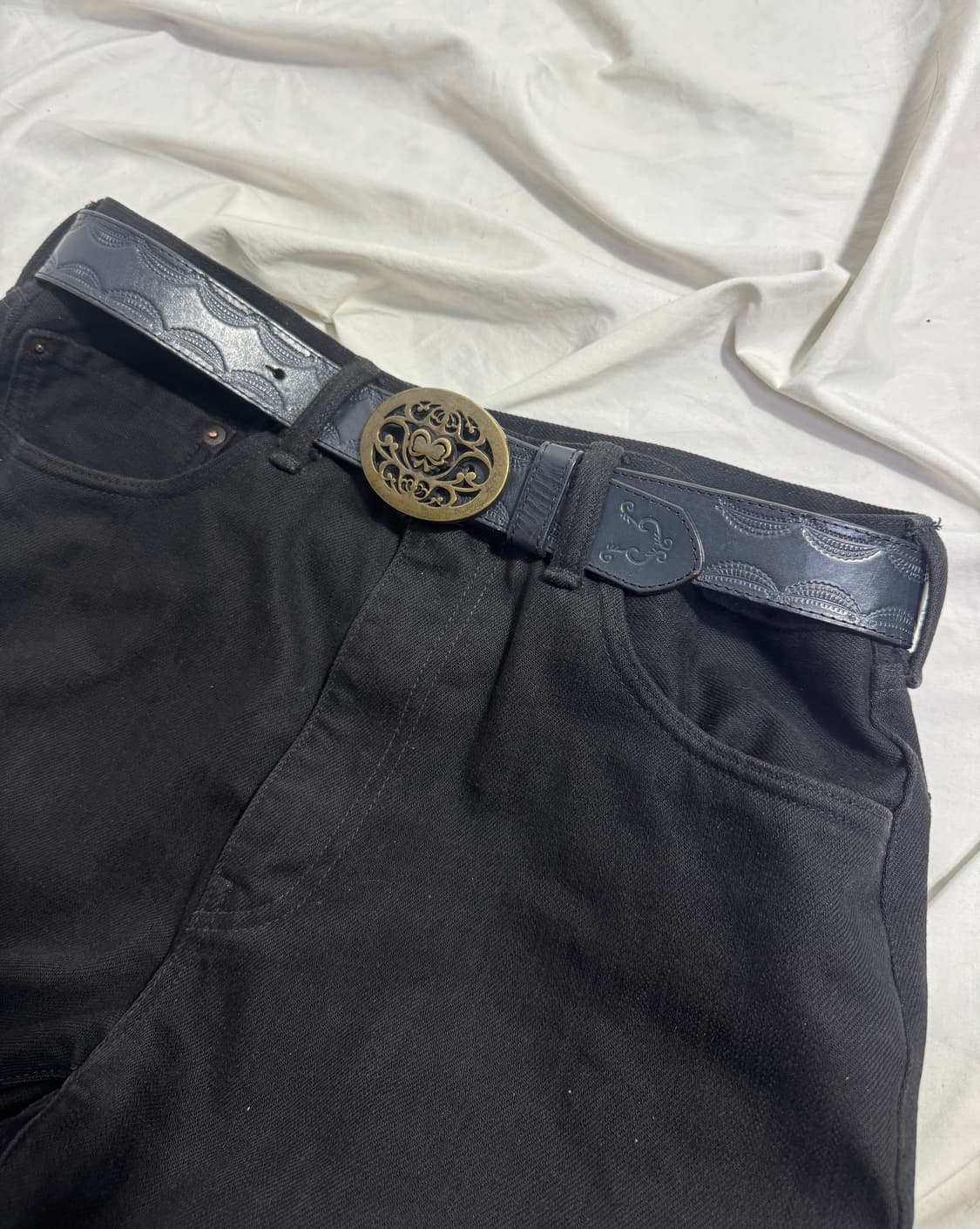 Anna sui 버터플라이 버클 엠보 레더 벨트 y2k 상품이미지1