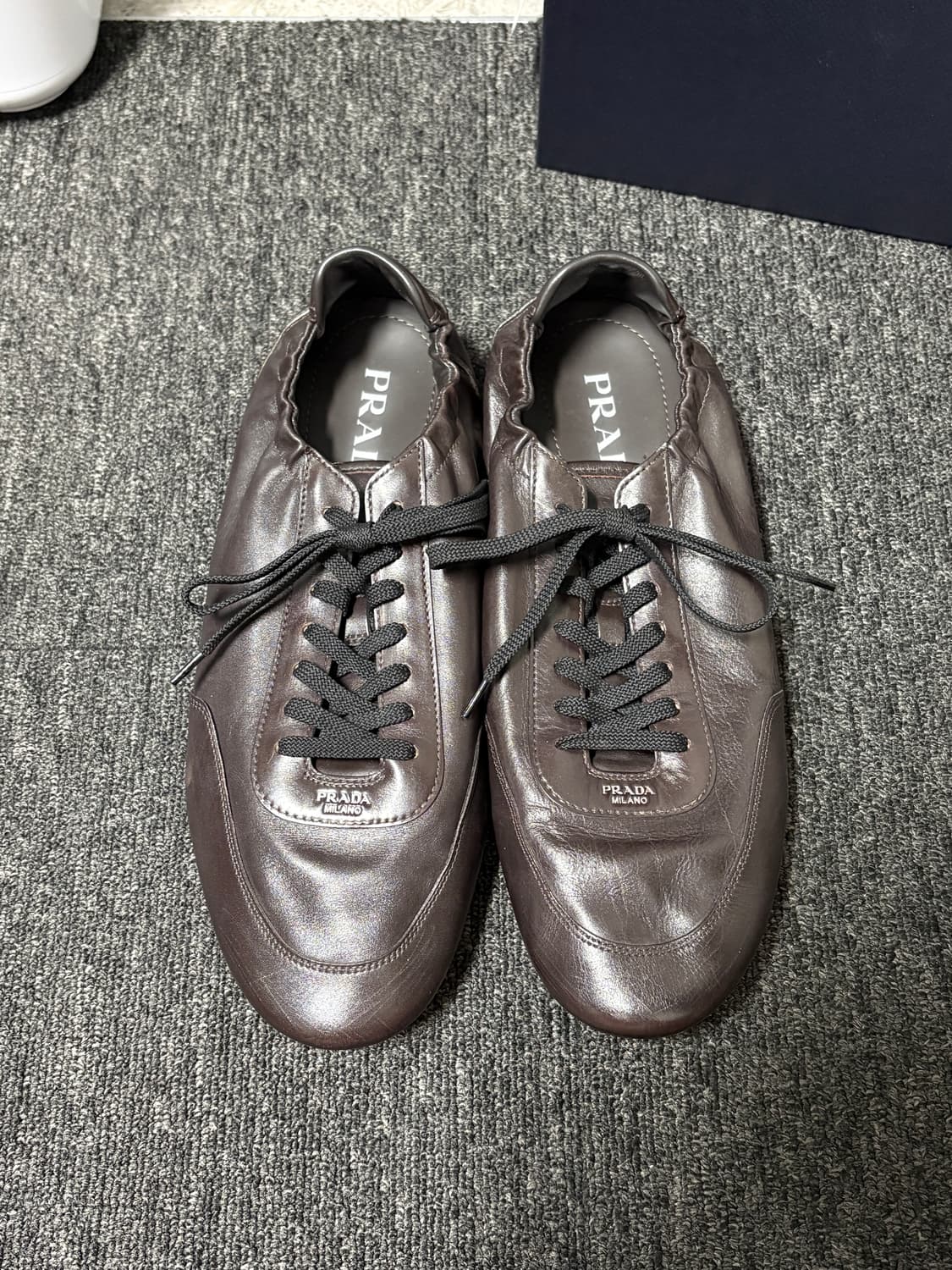 프라다 컬랩스 레더 가죽 스니커즈 다크브라운 uk9 280 상품이미지5