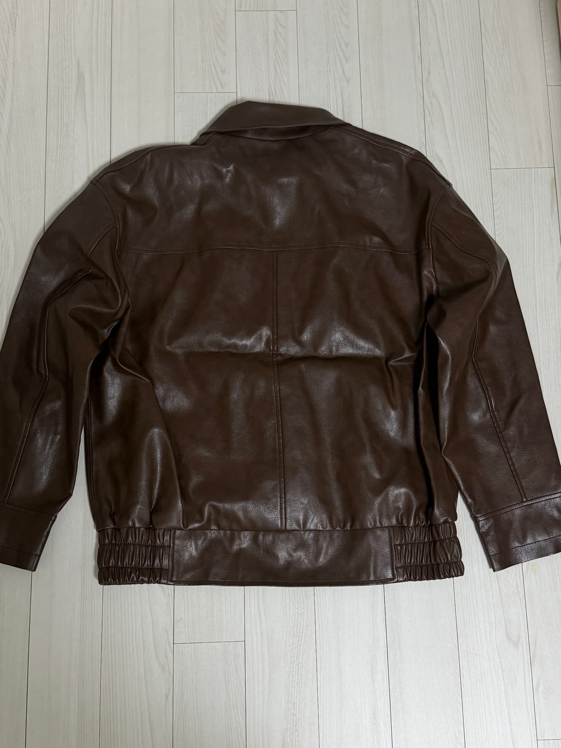 낫유어로즈 overfit leather jumper brown 레더 자켓 상품이미지2
