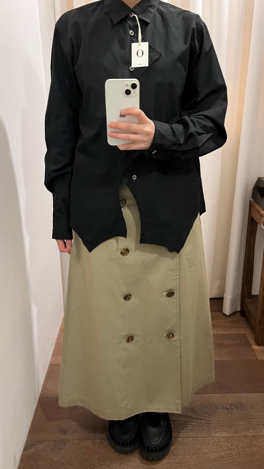 90's Double Button Long Trench Skirt 상품이미지2