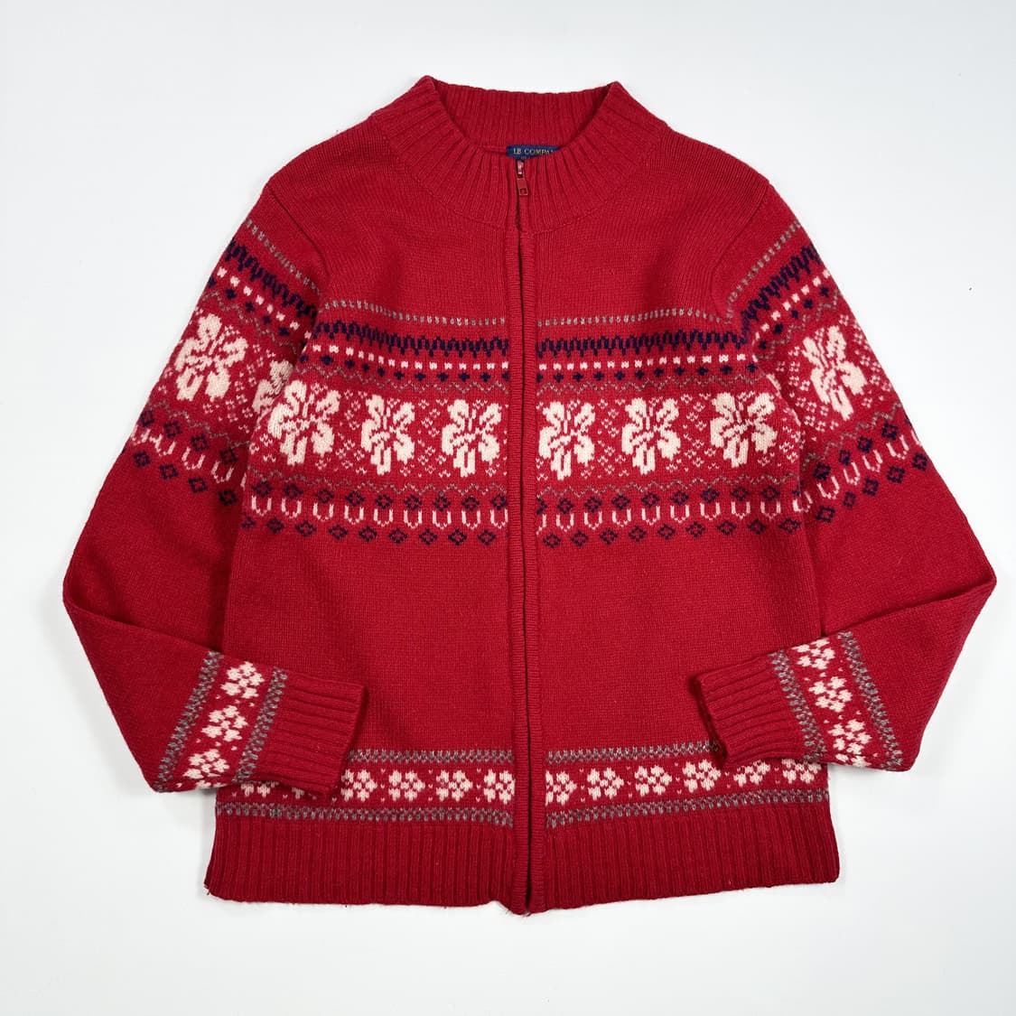 VTG 빈티지 재팬 눈꽃 레드 니트 집업 (S 여성추천) 상품이미지2