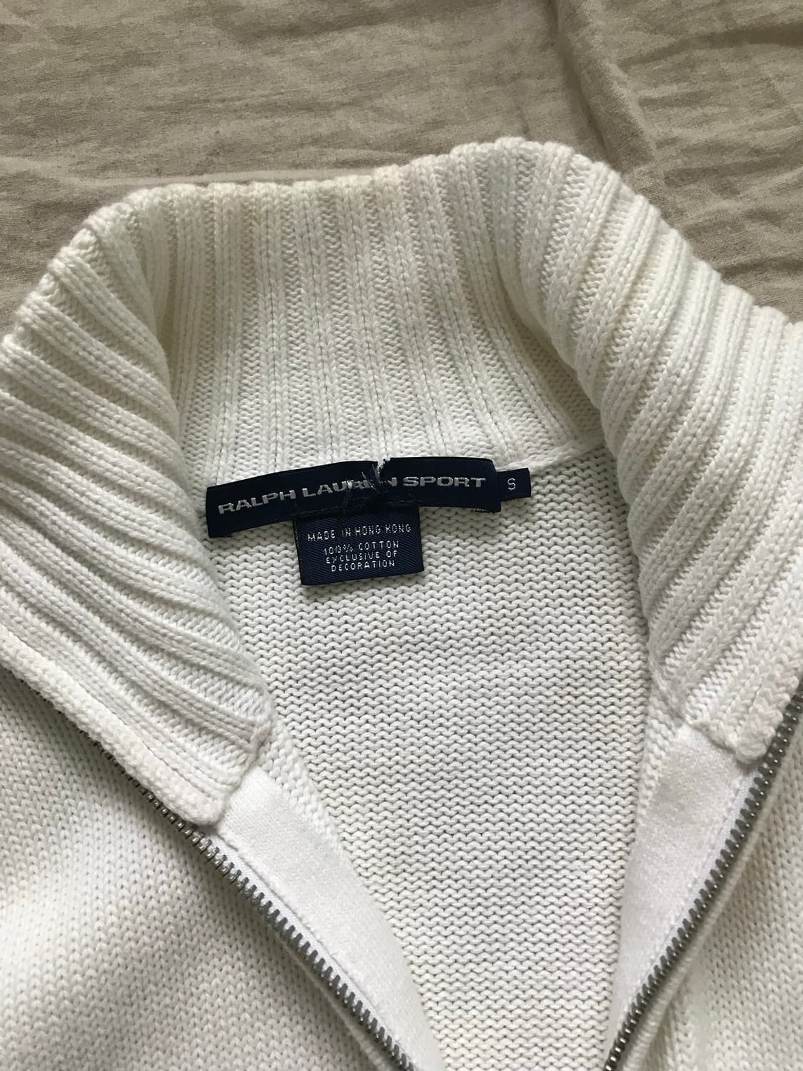 폴로 랄프로렌 포니 로고 화이트 니트집업 상품이미지7