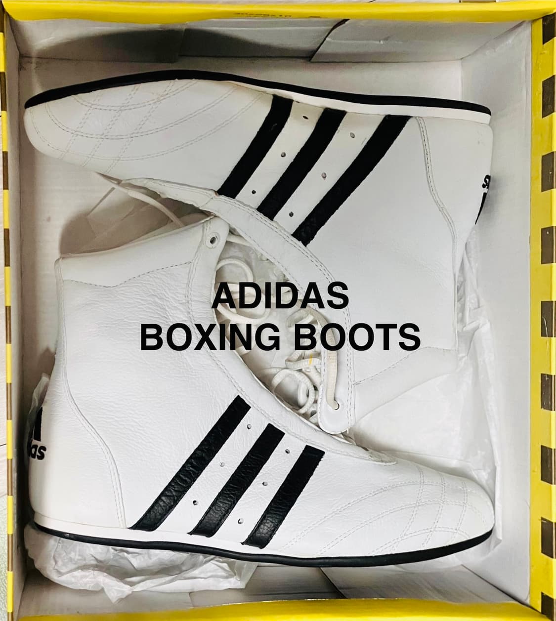 Y2K 아디다스 희귀 빈티지 새제품 가죽 복싱화 복서 호그 하이 흰색 상품이미지1