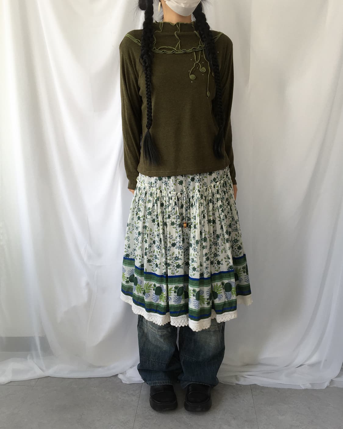 Plants pattern skirt 상품이미지7