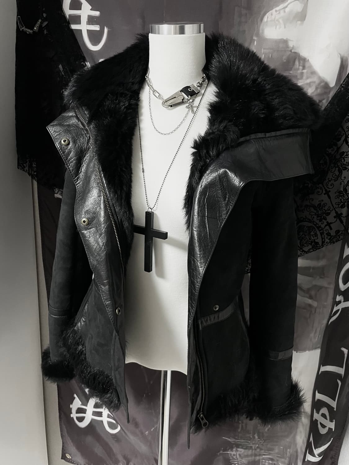 Jpn일본빈티지레더퍼무스탕자켓다크웨어락시크릭오웬스디올하이엔드00s2010 상품이미지4