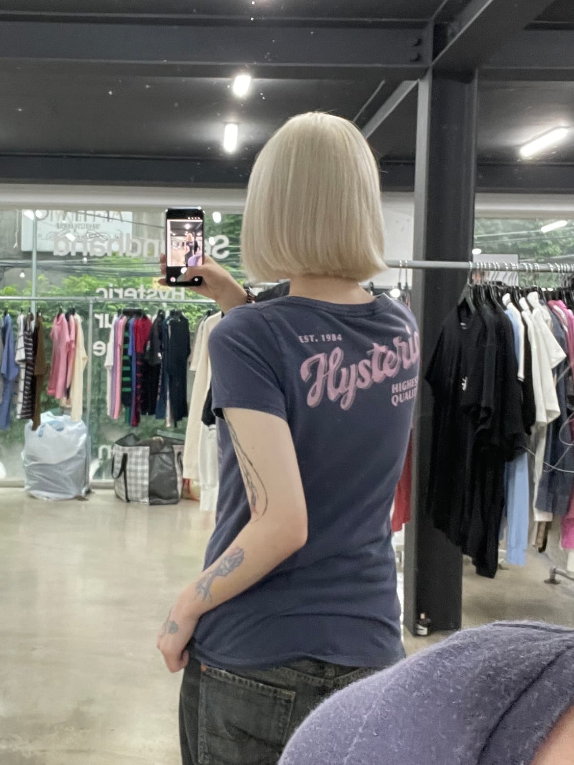 히스테릭 글래머 U넥 핑크 히스걸 그래픽 반팔 티셔츠 상품이미지3