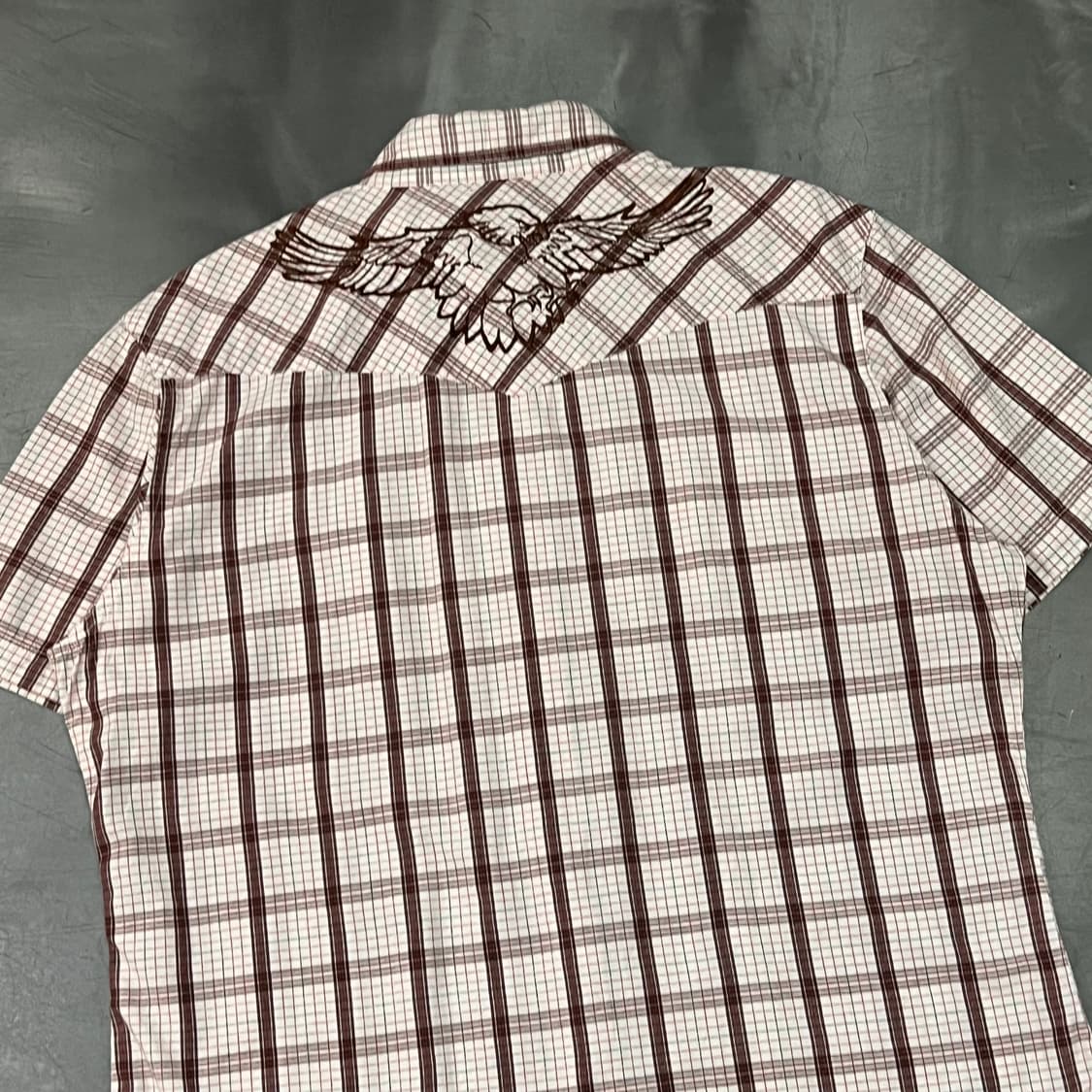  파슬 체크 자수 웨스턴 하프 셔츠 y16239 상품이미지4