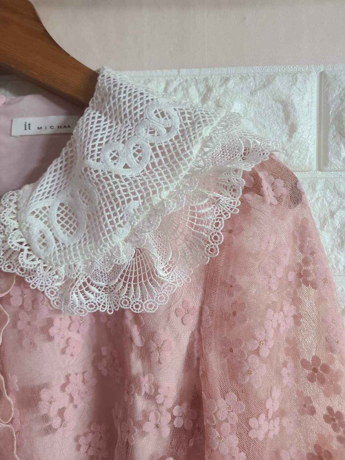 잇미샤 핑크 레이스 롱 원피스(55) 상품이미지4