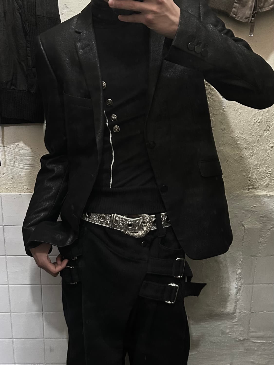 *rare* Roen X Semantic design 고딕 블랙 코팅자켓 상품이미지1