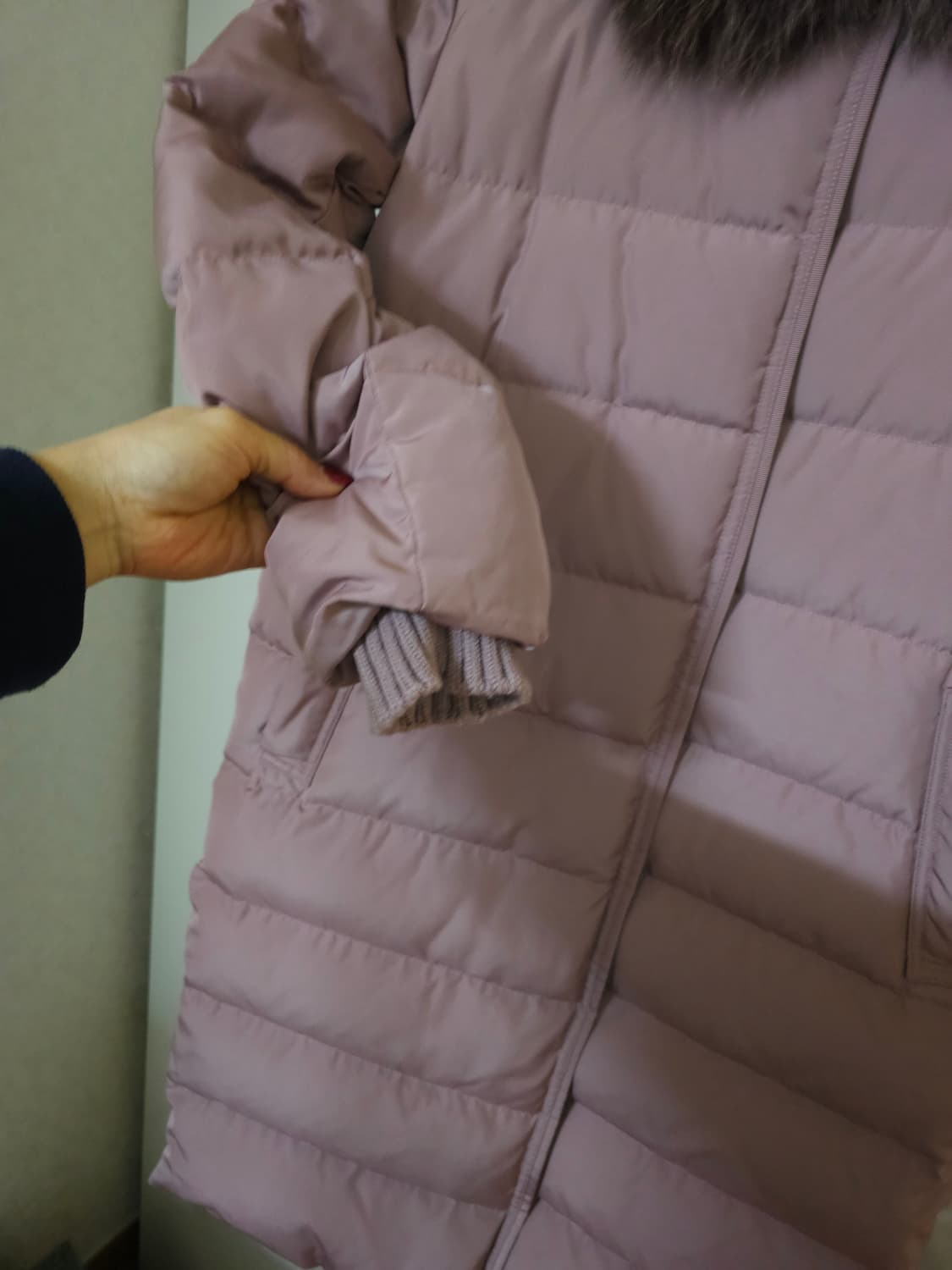 제뉴 폭스퍼 구스다운 롱패딩 핑크 상품이미지4