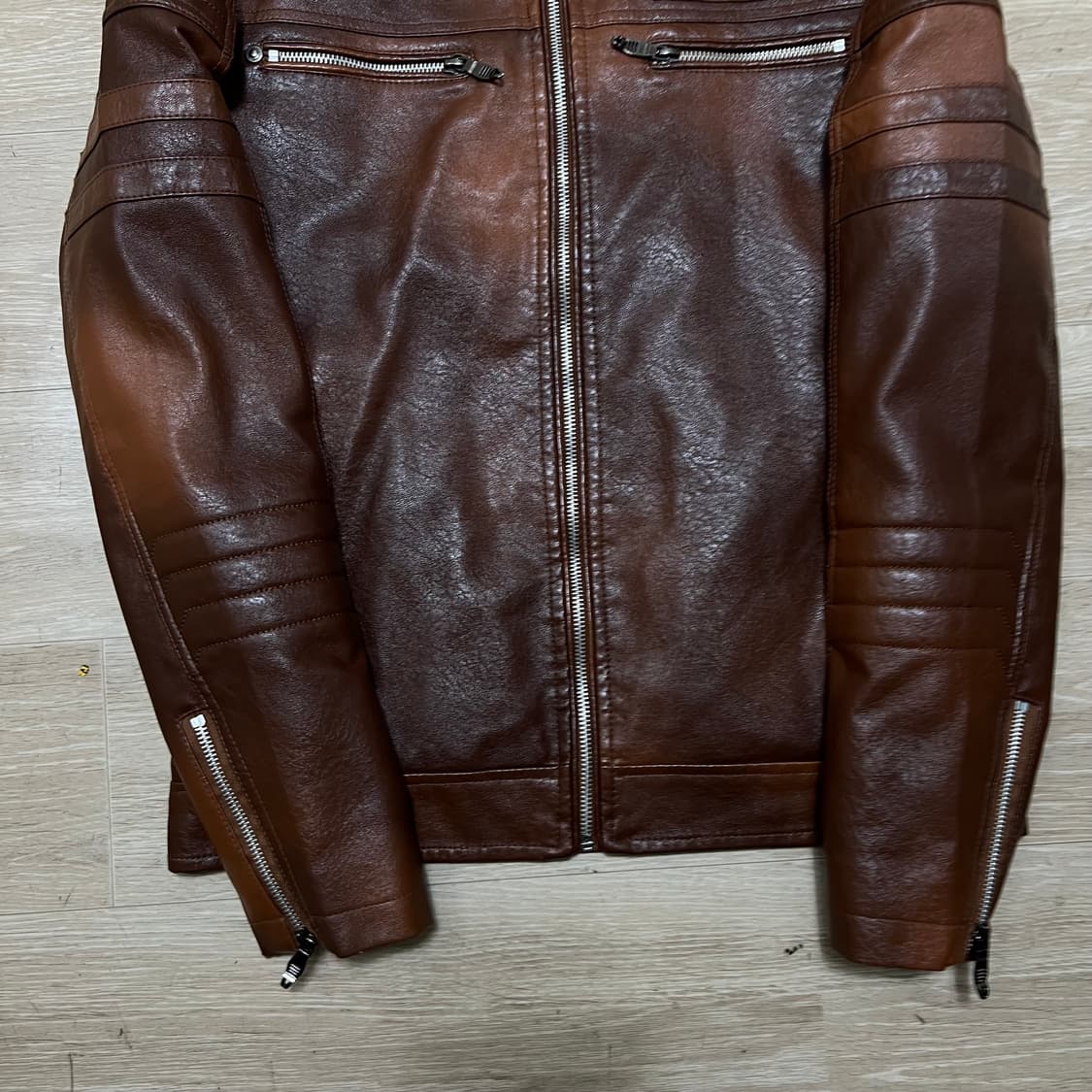 케이티세스 빈티지 넥비죠 레더 라이더 가죽자켓 [브라운] L/100 상품이미지3