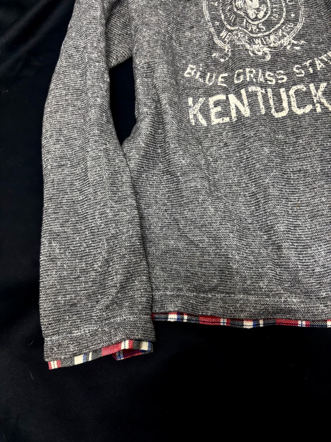 y2k Print Check Layered Hoodie Sleeve 상품이미지5