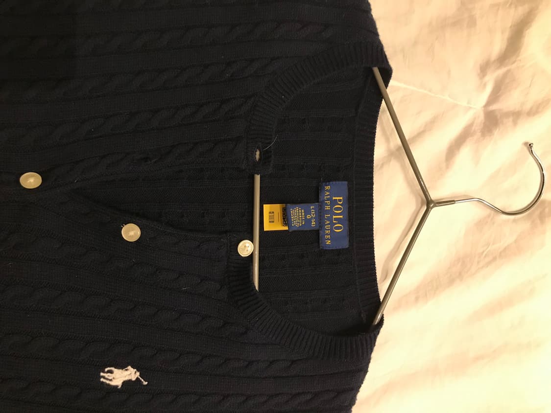 폴로 꽈배기 케이블 니트 가디건 남색 네이비 걸즈 상품이미지2