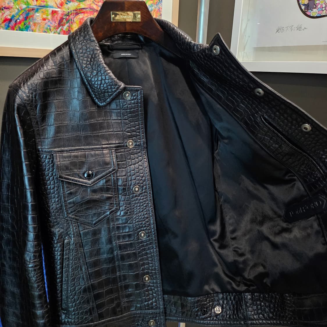 톰포드 무광 크록이펙트 엠버서더 트러커 가죽자켓 상품이미지5