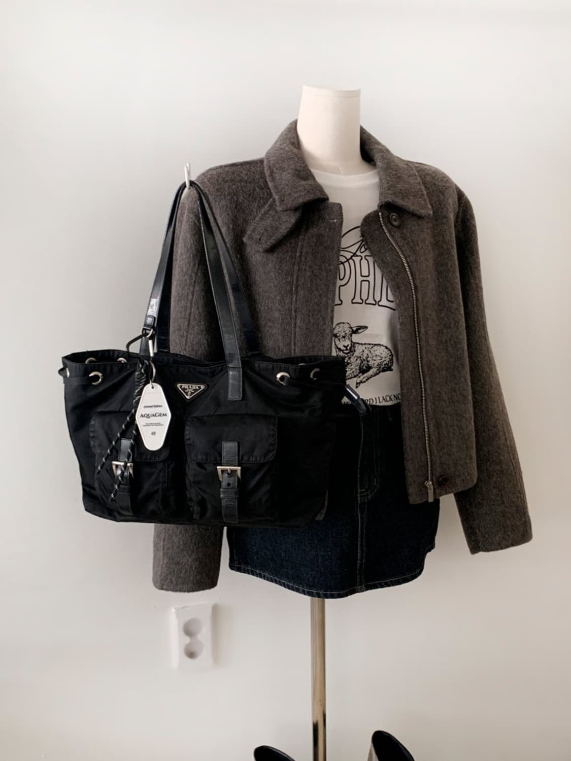 [정품 PRADA] 프라다 투포켓 나일론 숄더백 쇼퍼백 상품이미지9