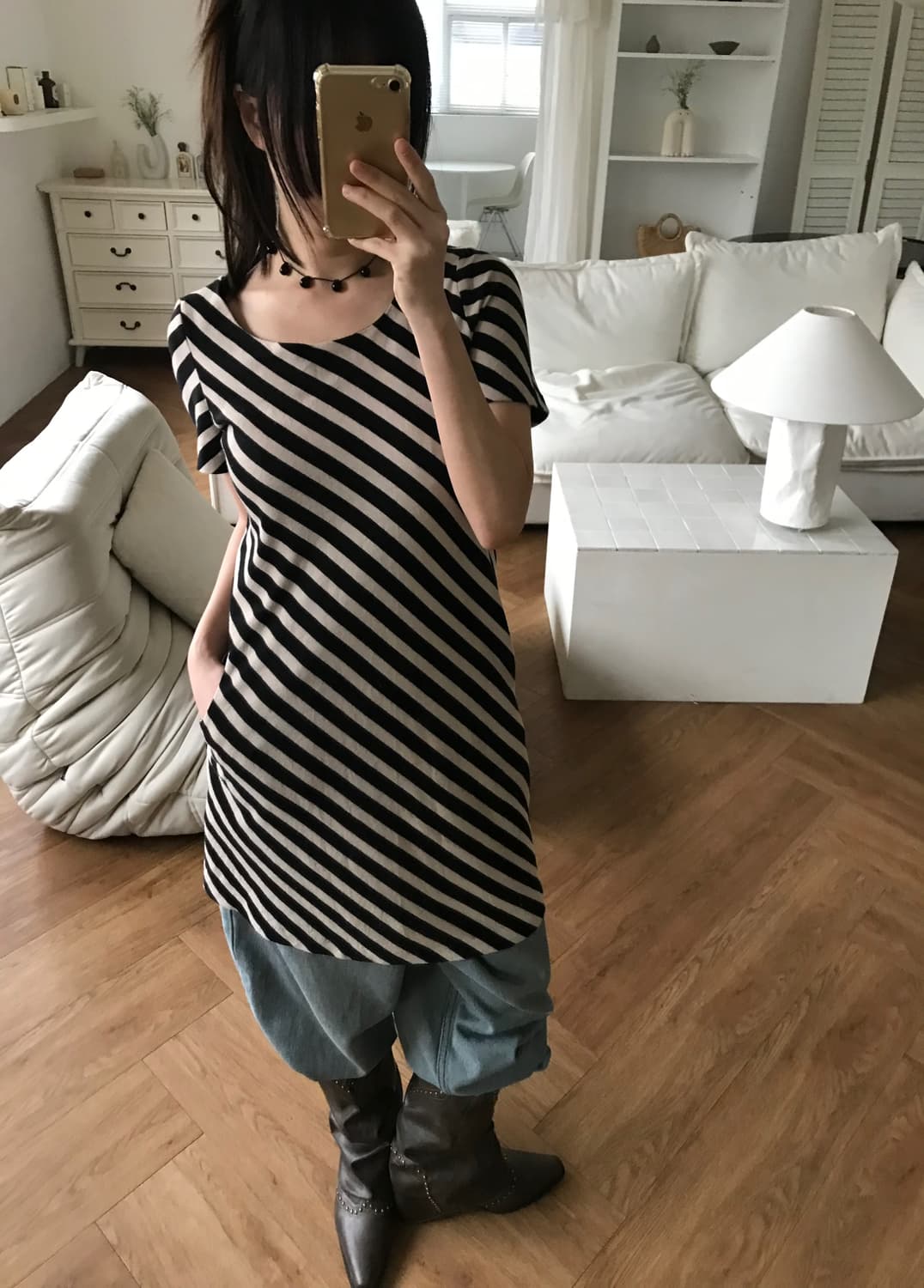 vintage stripe pattern one-piece 상품이미지2