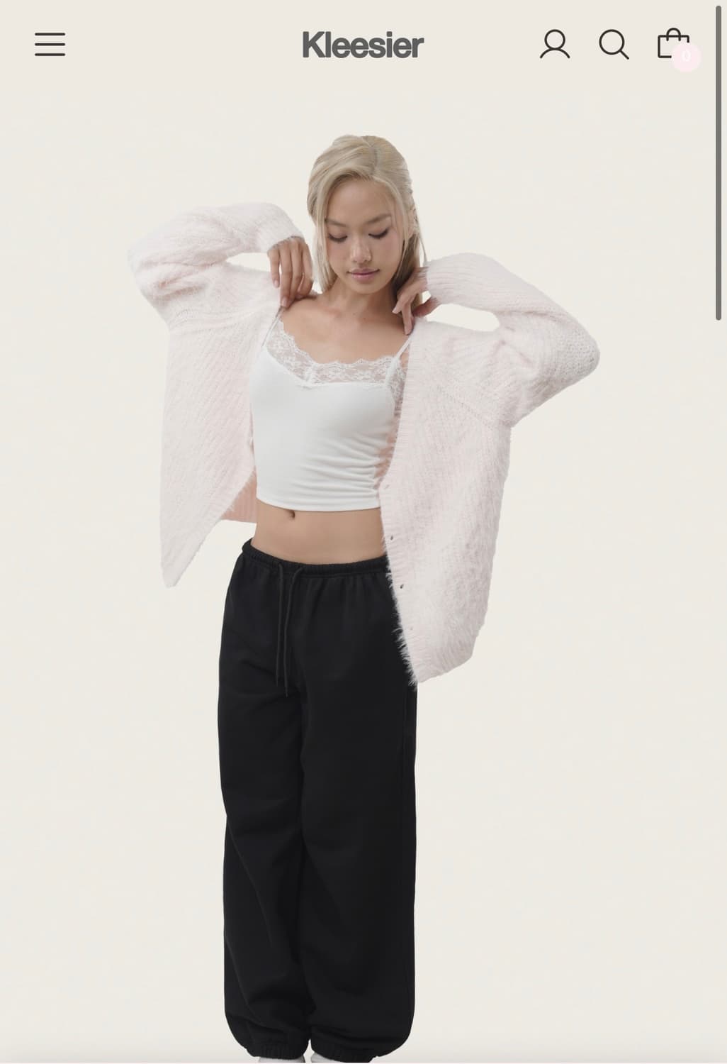 클리시어 슈가플럼 헤어리 가디건 핑크 상품이미지1