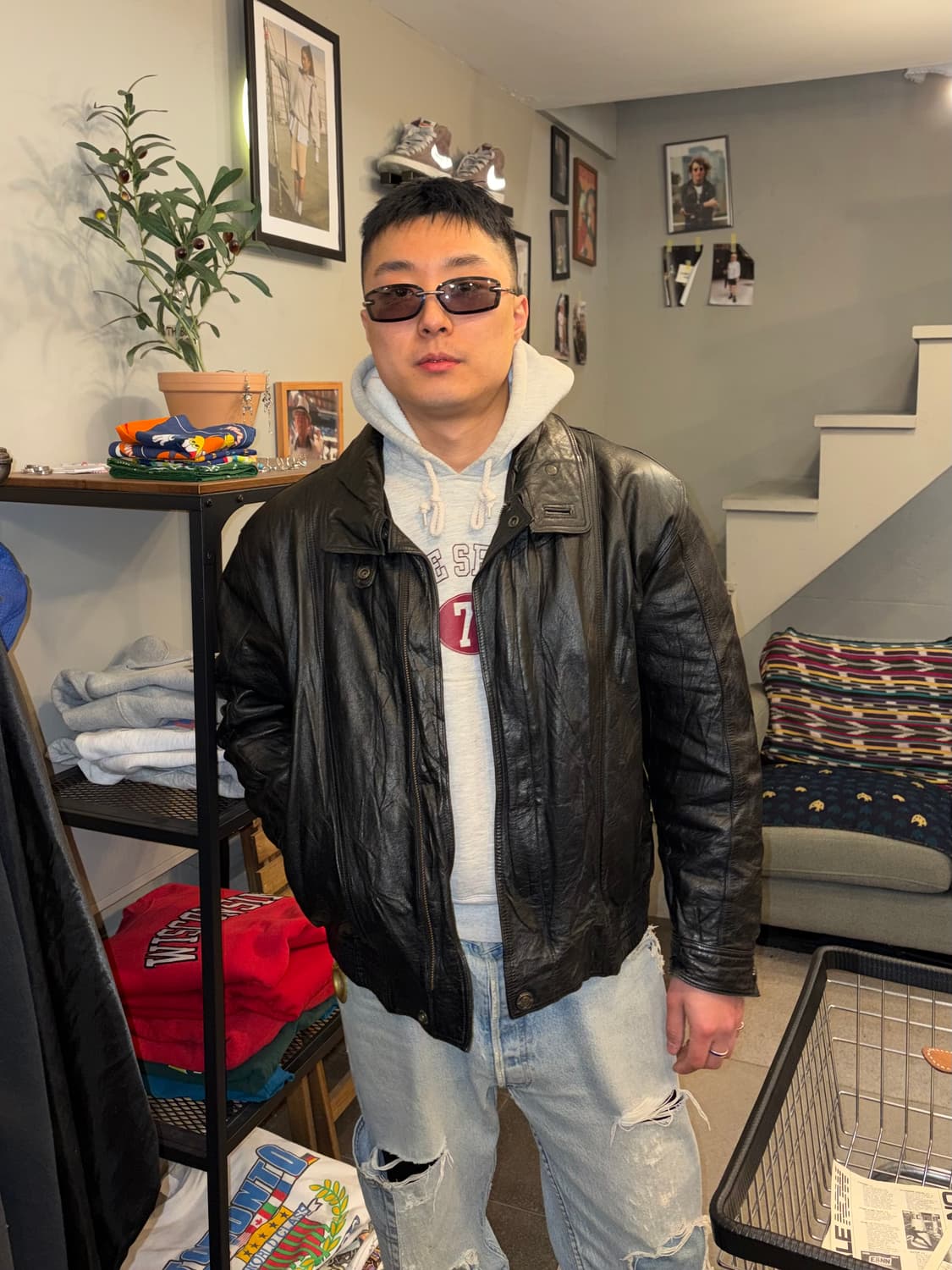 90’s Play Boy genuine leather jacket 상품이미지1