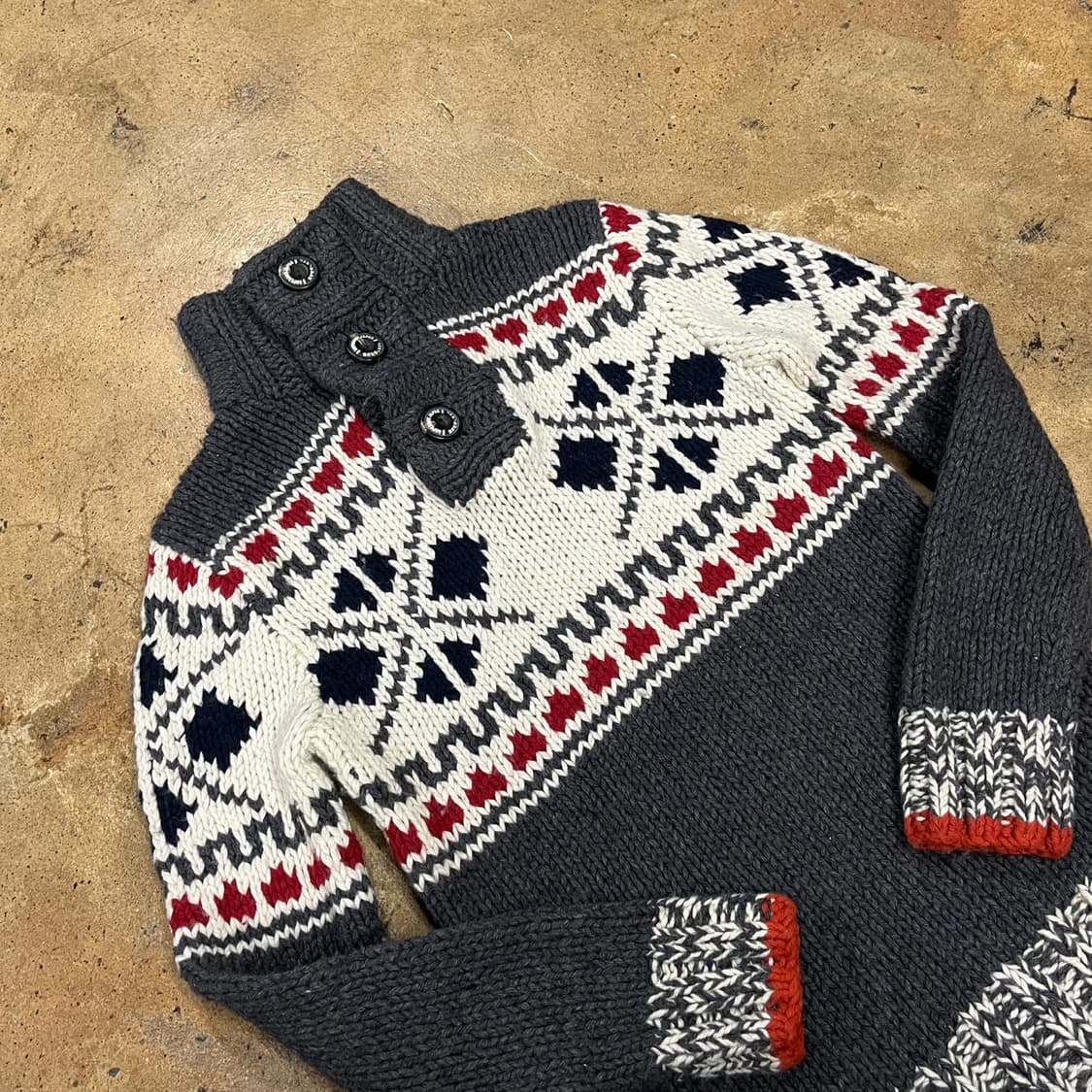 [정품/M] 슈퍼드라이 패턴 니트 풀오버 스웨터 그레이 b8 상품이미지1