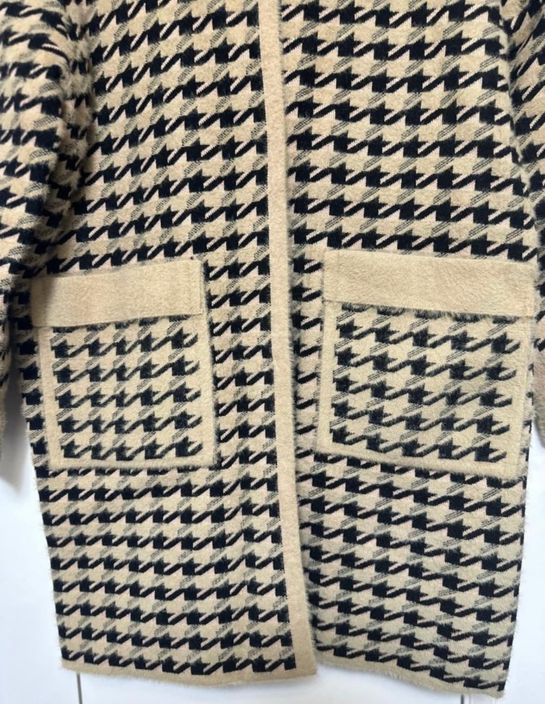 담비소재하운드투스 체크 후드 롱 가디건 상품이미지3