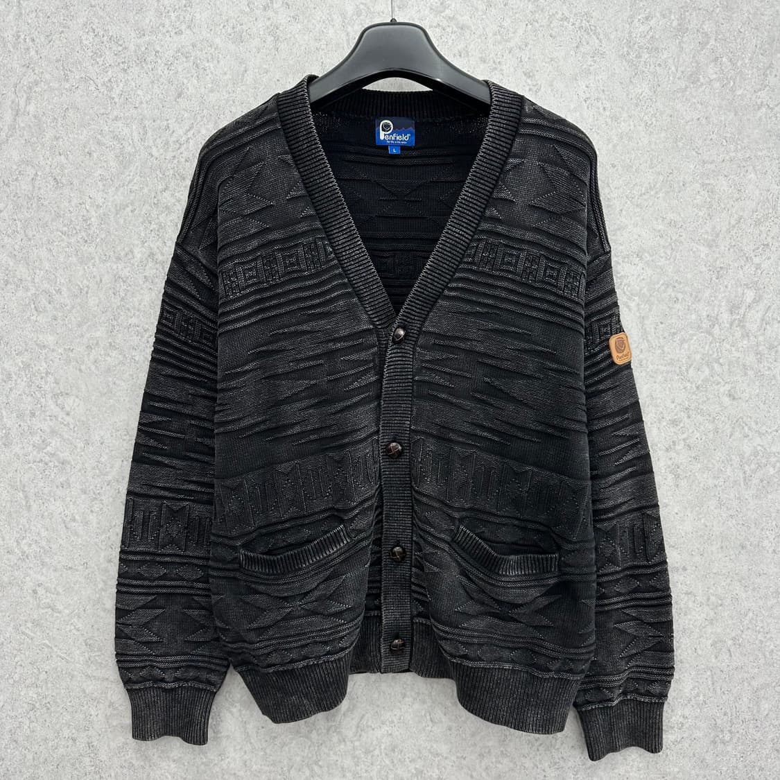 105 펜필드 남자 스톤 워시드 루즈핏 니트 가디건 상품이미지1