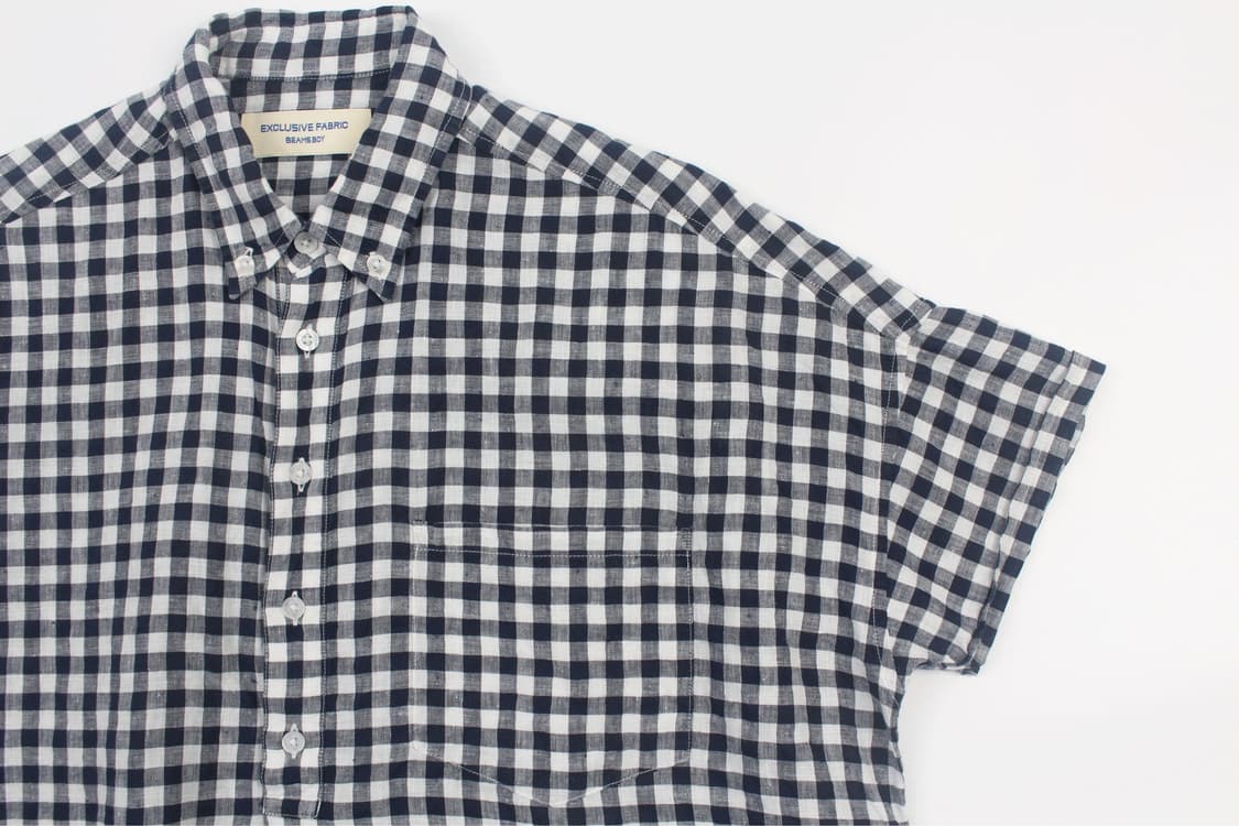 BEAMS BOY Gingham Check Linen Pullover S 상품이미지4