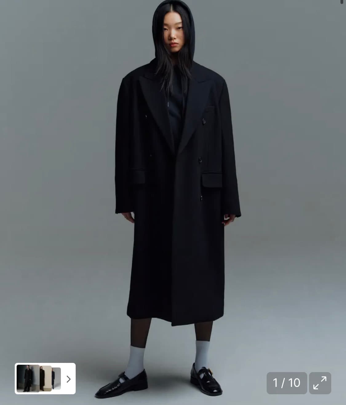 무신사스탠다드 울블렌드 오버숄더 더블코트 S 상품이미지1