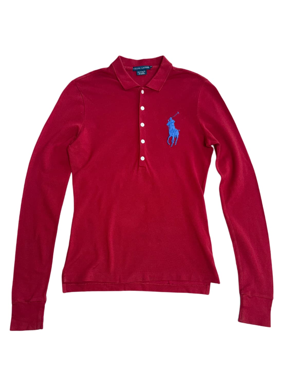 폴로 레드 컬러 빅 포니 긴팔 폴로셔츠 상품이미지1