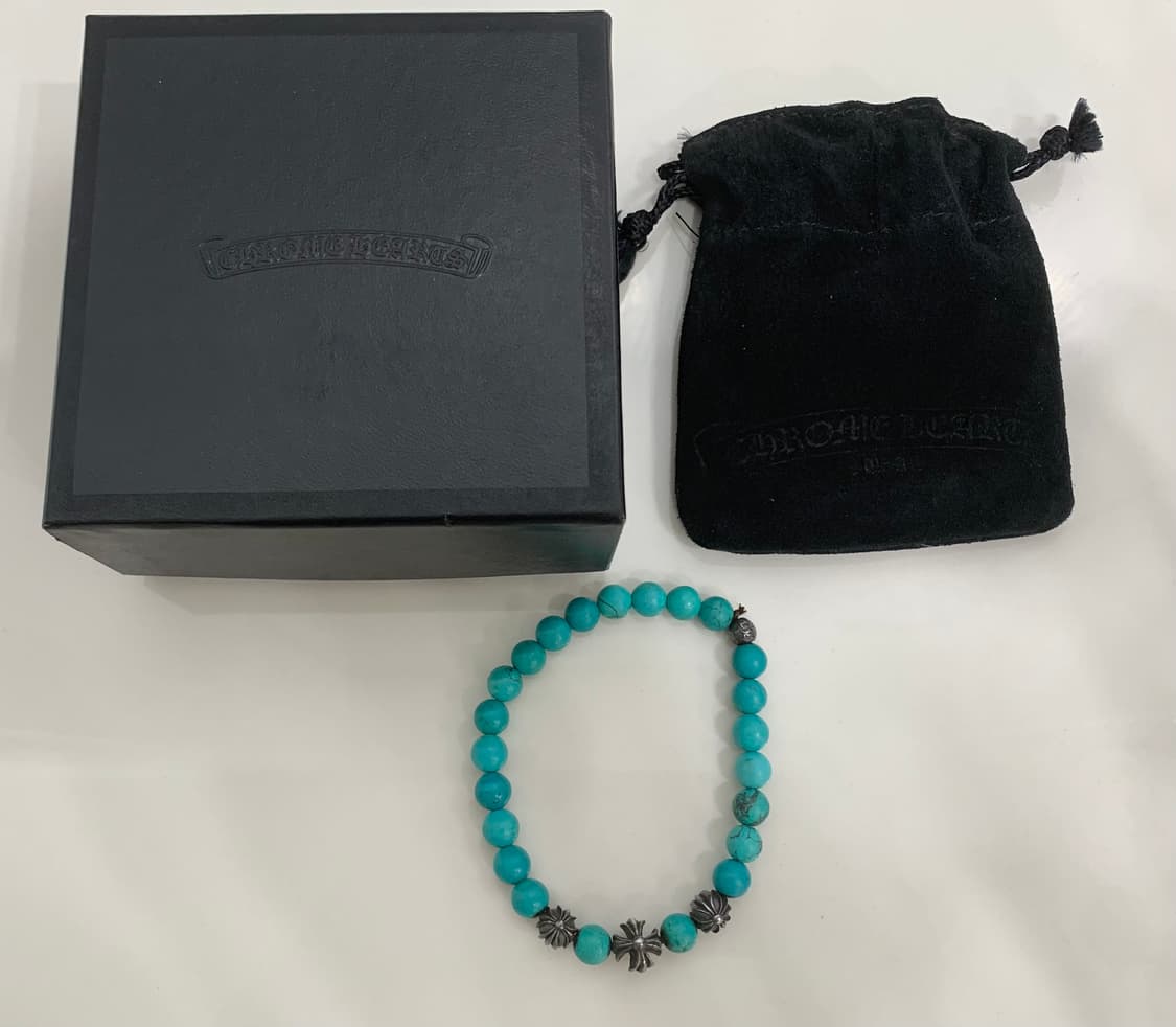 [8mm]크롬하츠 비즈 터키석 구슬 팔찌 실버 상품이미지2