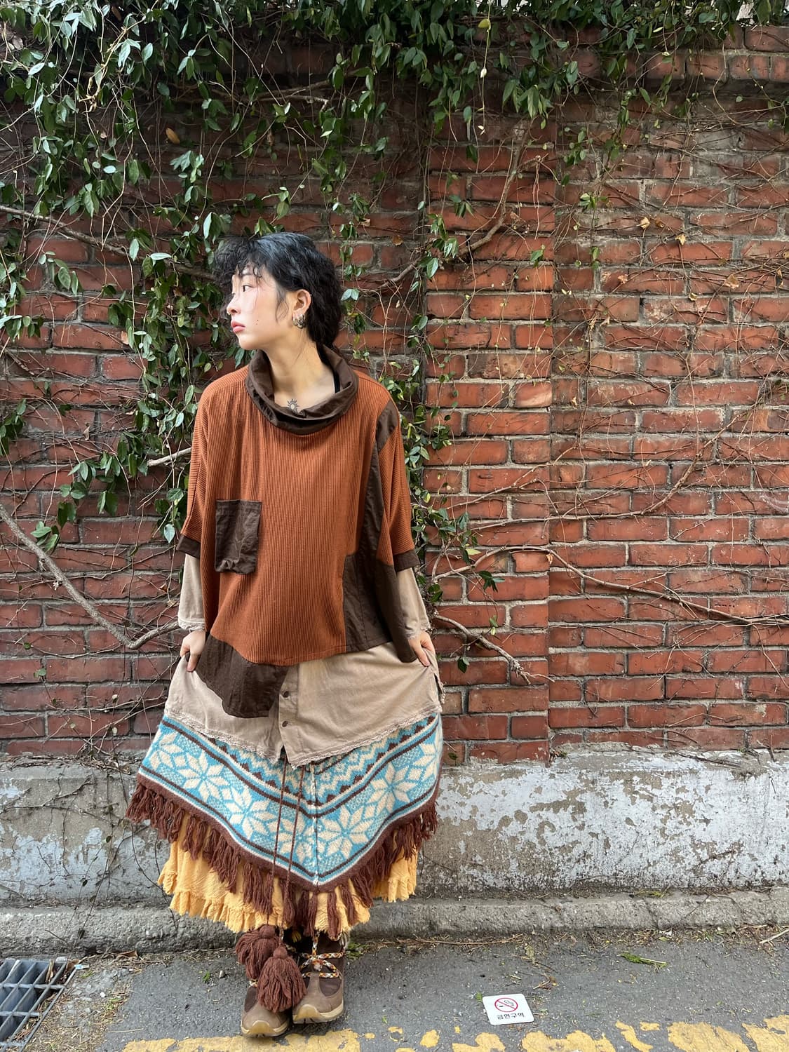 빈티지무드 패치 케이프 탑 상품이미지1