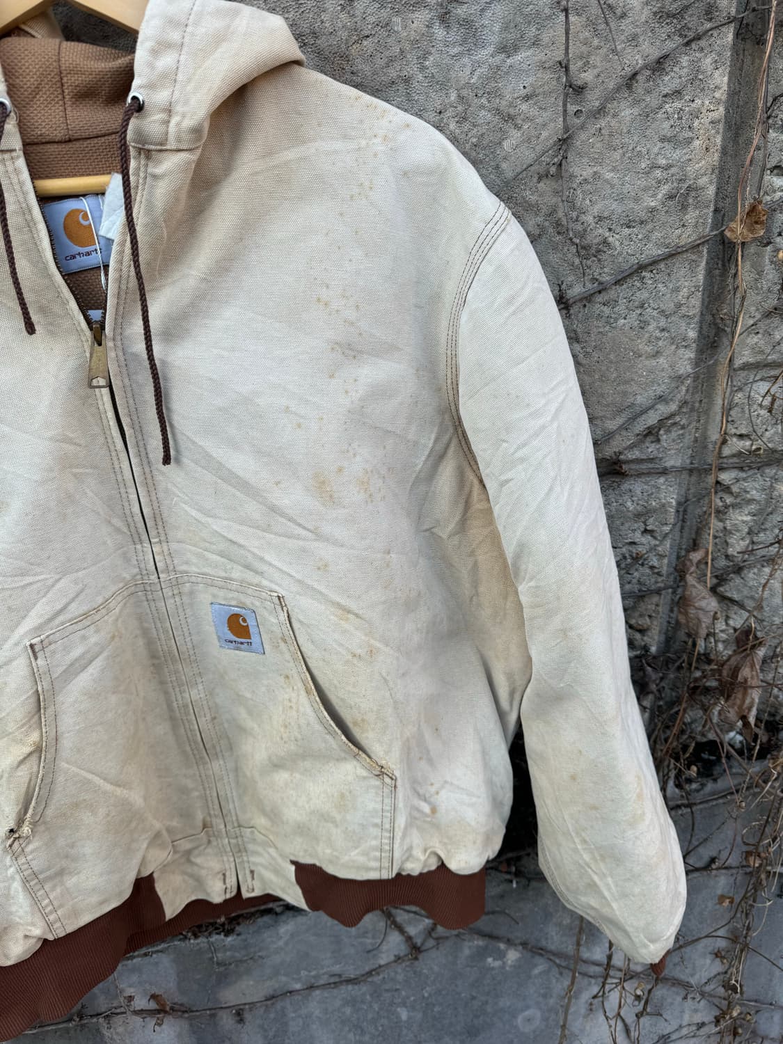 90s 칼하트 빈티지 jr106 하드페이딩 덕 액티브 후드 워크 자켓 상품이미지7